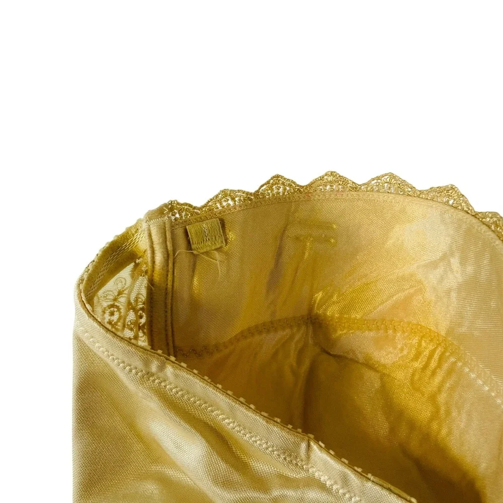 Rene‎ Rolfe Strapless Bra 44D Balconette Floral Lace Gold Detachable Straps